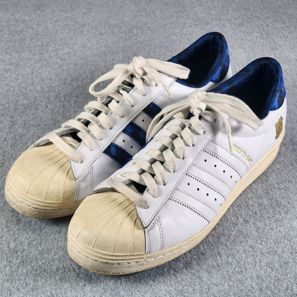 Adidas Undefeated x A Bathing Ape  SuperStar 80v Men 10.5 White Blue Camo B34292